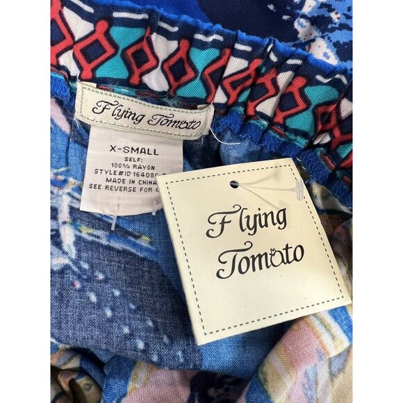 Flying Tomato Off Shoulder Dress~Size X-Small~Blue Floral Hi-Lo Tropical L10 36 - Picture 10 of 11